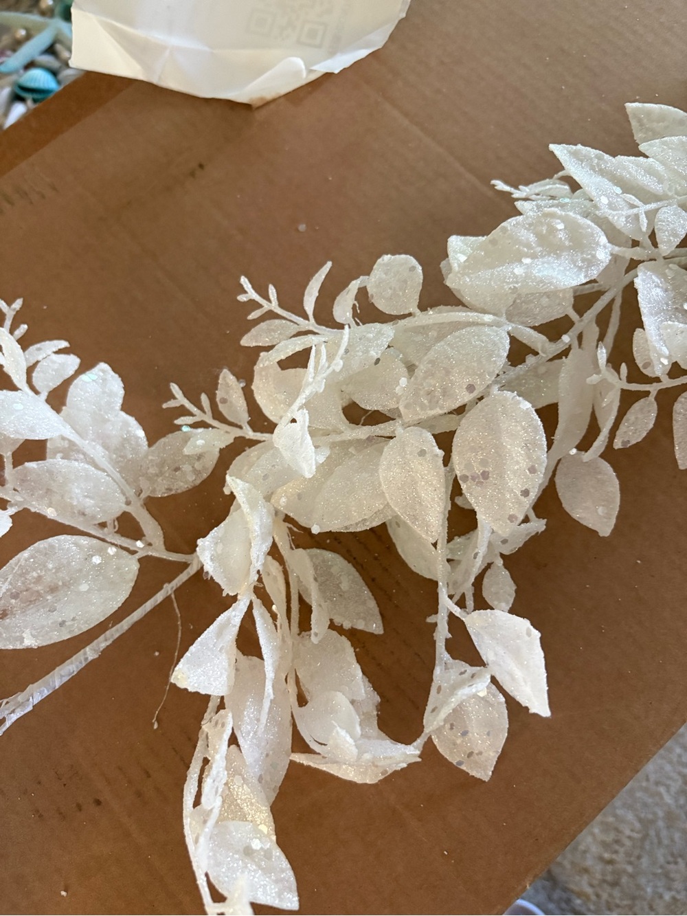 Glitter White Leaf Garland Set- Home Accents - Picture 3 of 3